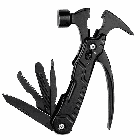13 in 1 Multitool Hammer, Stainless Steel Camping Multi Tool with Hammer, Pliers, Knife, Screwdrivers and Bottle Opener, Portable Survival Gear, Hiking and Emergency Use
