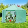 thumbnail image 1 of 13.1' x 13.1' x 8.6' Walk-in Greenhouse for outdoors, Hexagonal Heavy-Duty Metal Frame Greenhouse with 160g PE Cover, Roll-Up Door and Window, Easy Setup Garden Patio Green House Kit, 1 of 8