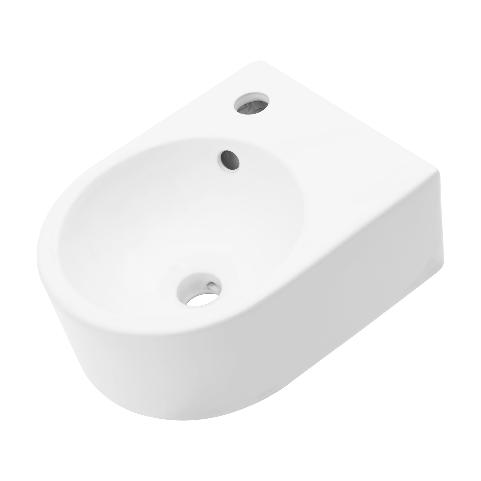 13"×10.44"×4.75" White Ceramic Rectangle Wall-Mount Bathroom Sink with Single Faucet Hole