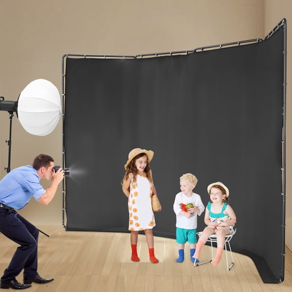 13.12*7.87ft Floor Standing Photography Backdrop Stand Black Backdrop Stand for YouTube Tutorials Live Videos