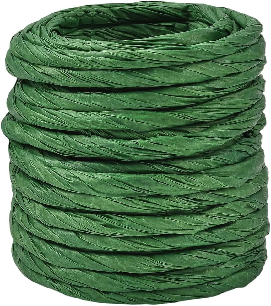 Twisted Raffia Rope 13.12 Yards Raffia Paper Ribbon Green Paper Twine Wrapping Ribbon ...