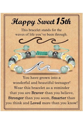 13 14 15 16 17 18 21 Year Old Birthday Gifts for your love, Wave Birthday Bracelet Gifts with Birthday Card for Daughter Granddaughter Niece Friends