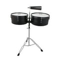thumbnail image 1 of 13" & 14" Timbales Drum Set with Stand and Cowbell Percussion Instrument, Black, 1 of 10