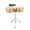 thumbnail image 1 of 13" & 14" Timbales Drum Set with Stand and Cowbell Percussion Instrument, Gold, 1 of 9