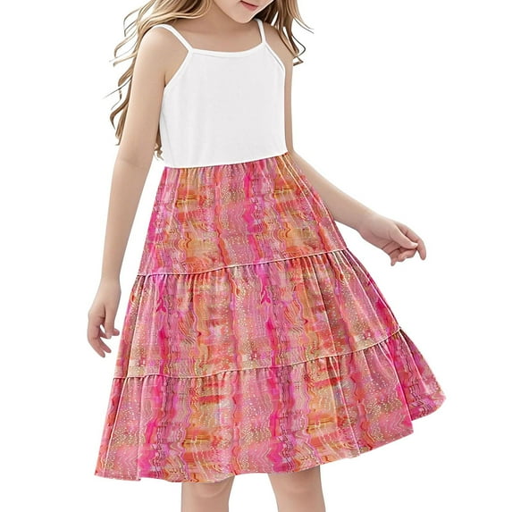 13-14 Years Girl's Short Sleeve Floral Print Loose Casual Long Maxi Dress with Pockets 4-12 Years