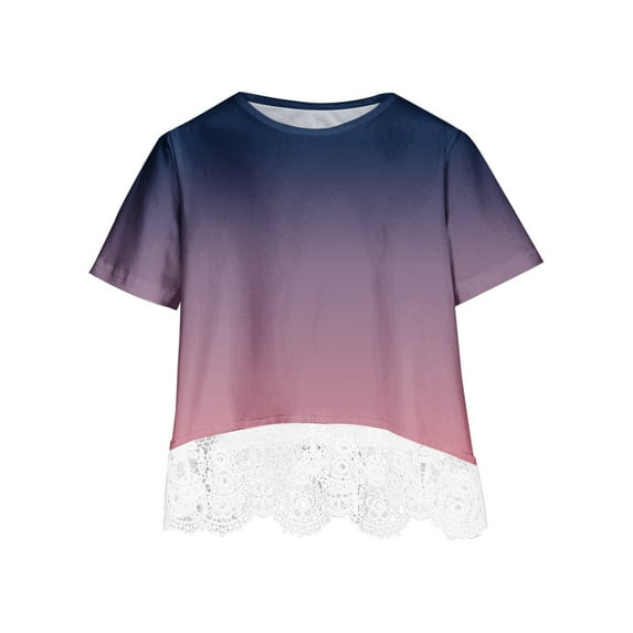 13-14 Years Girls Casual Tunic Tops Short Sleeve Loose Soft Blouse T-Shirt for 4-13 Years Purple