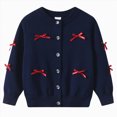thumbnail image 1 of 13-14 Years Girls Long Sleeve Cardigan Kids Button Closure Knitted Shrug Cropped Sweaters Tops 3-12 Years Navy Cardigan Sweater, 1 of 5