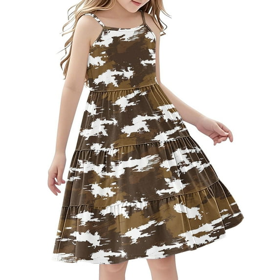 13-14 Years Kid Camouflage Cotton Girls Dresses Summer Girl Clothes