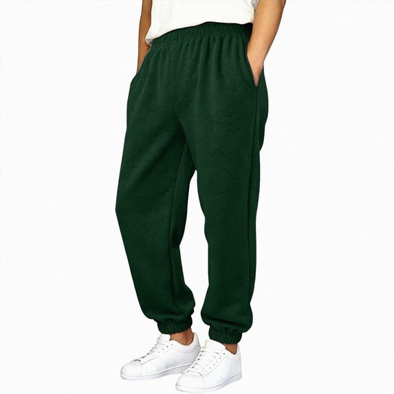 13-14T Tween Boys Pants Fleece Lined Thick Straight Leg Elastic Waist Cozy Sweatpants with Side Pockets Fall Winter Casual Wear for Boys 11t 12t 13t 14t,Dark Green