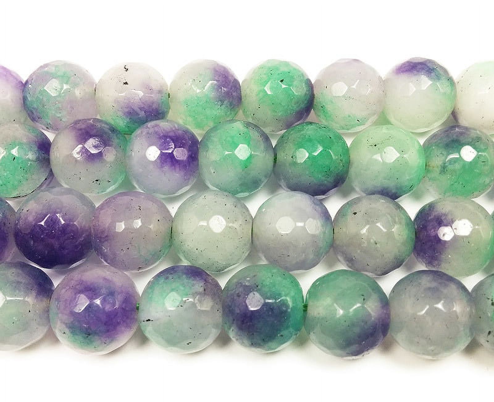 13-14mm Multicolor Purple Green And White Jade Faceted Round Beads Genuine Gemstone Natural Jewelry Making - image 1 of 1