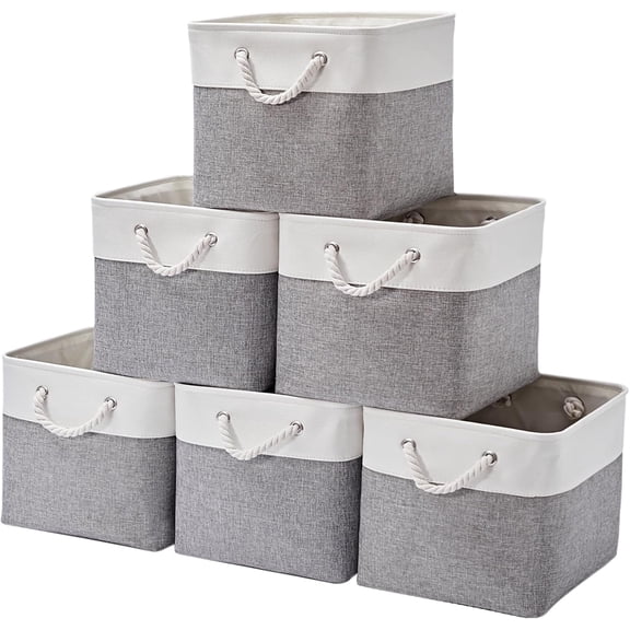 131513 Inch Storage Cubes,6 Pack Cube Storage Bins for Shelves,Fabric Collapsible Storage Bins with Handles, Foldable Storage Basket for Organizing Clothes,Books
