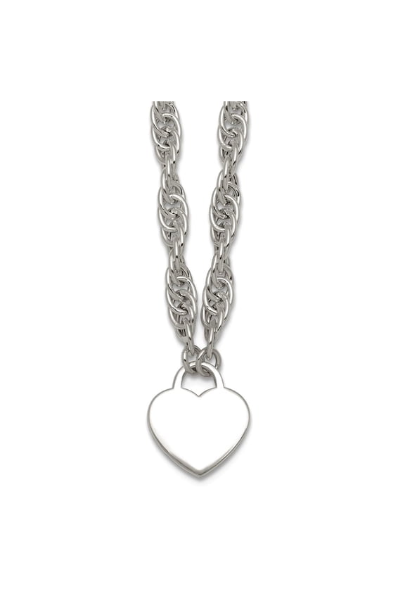 13.15mm 925 Sterling Silver Polished Engravable Love Heart With 2in Extension Necklace 16 Inch Pendant Necklace for Wome