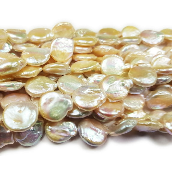 13-15mm Peach Freshwater Coin Pearls Genuine Gemstone Natural Jewelry Making