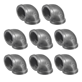 13/16"(20mm) 90 Degree Malleable Iron Elbow Fitting, Threaded Pipes Fitting Brackets Nipples for Vintage Fixtures DIY Furniture Pipe Plumbing, 8Pcs