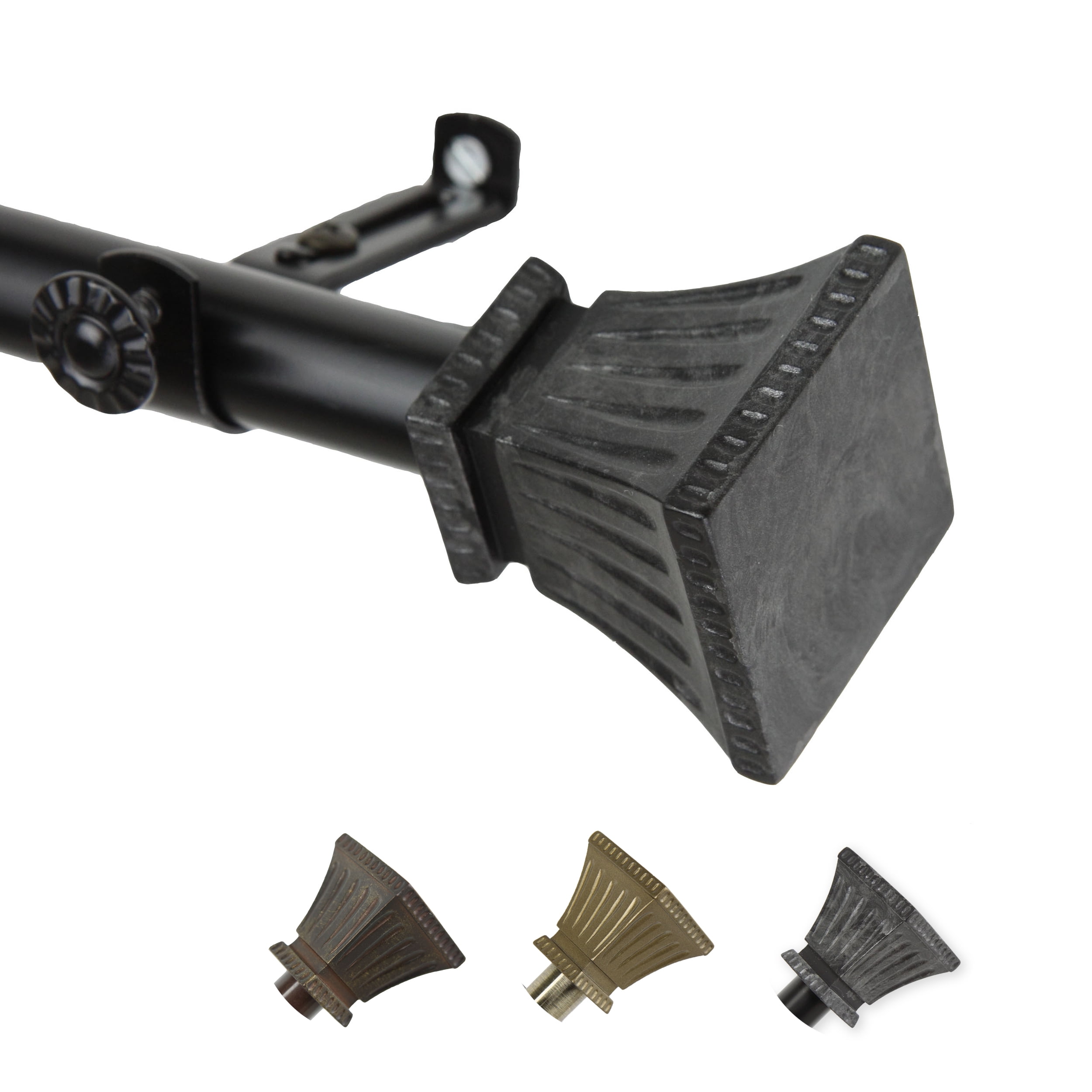 13/16" Dia Adjustable 120-170" Amara Curtain Rod in Black