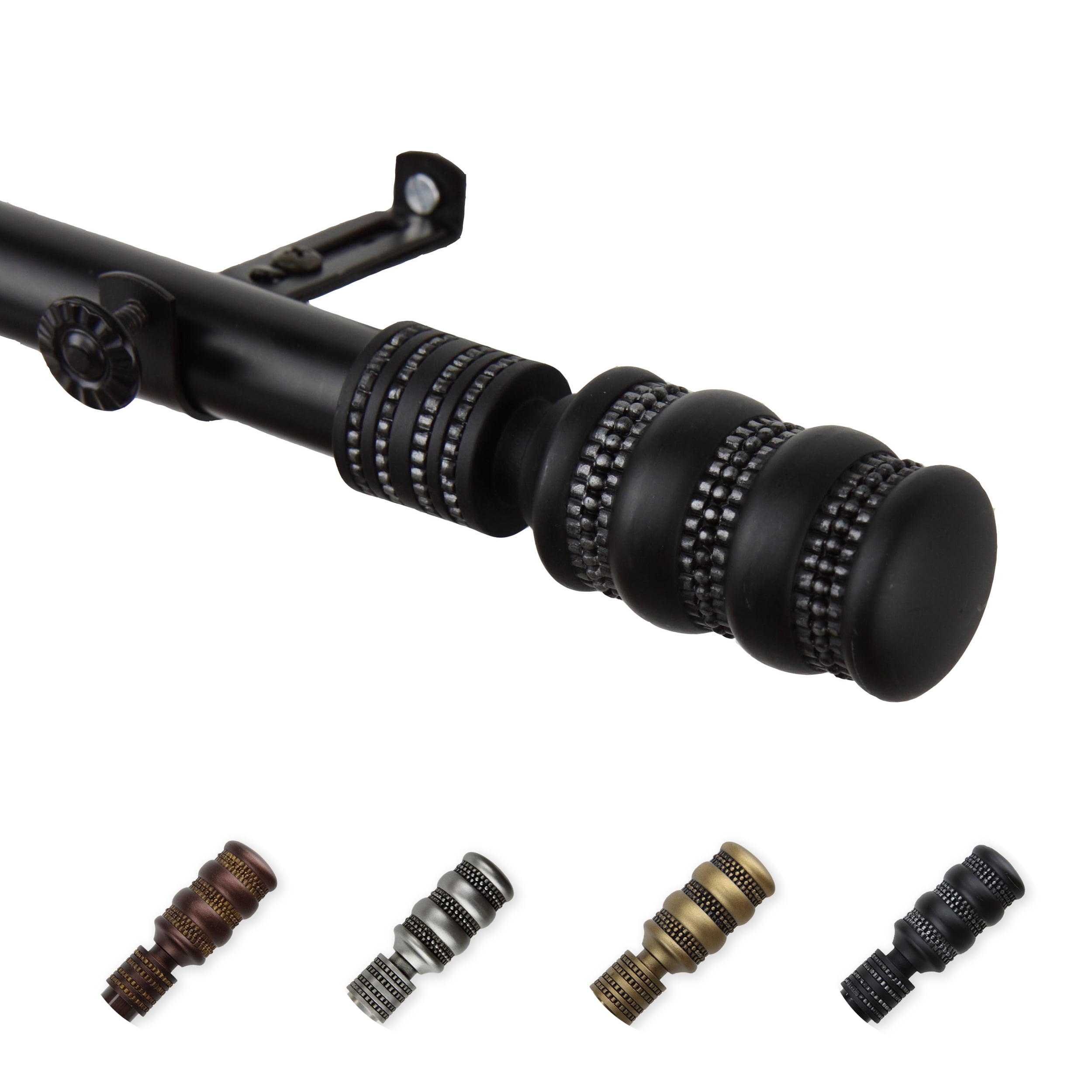 13/16" Dia Adjustable 120-170" Arturo Curtain Rod in Black