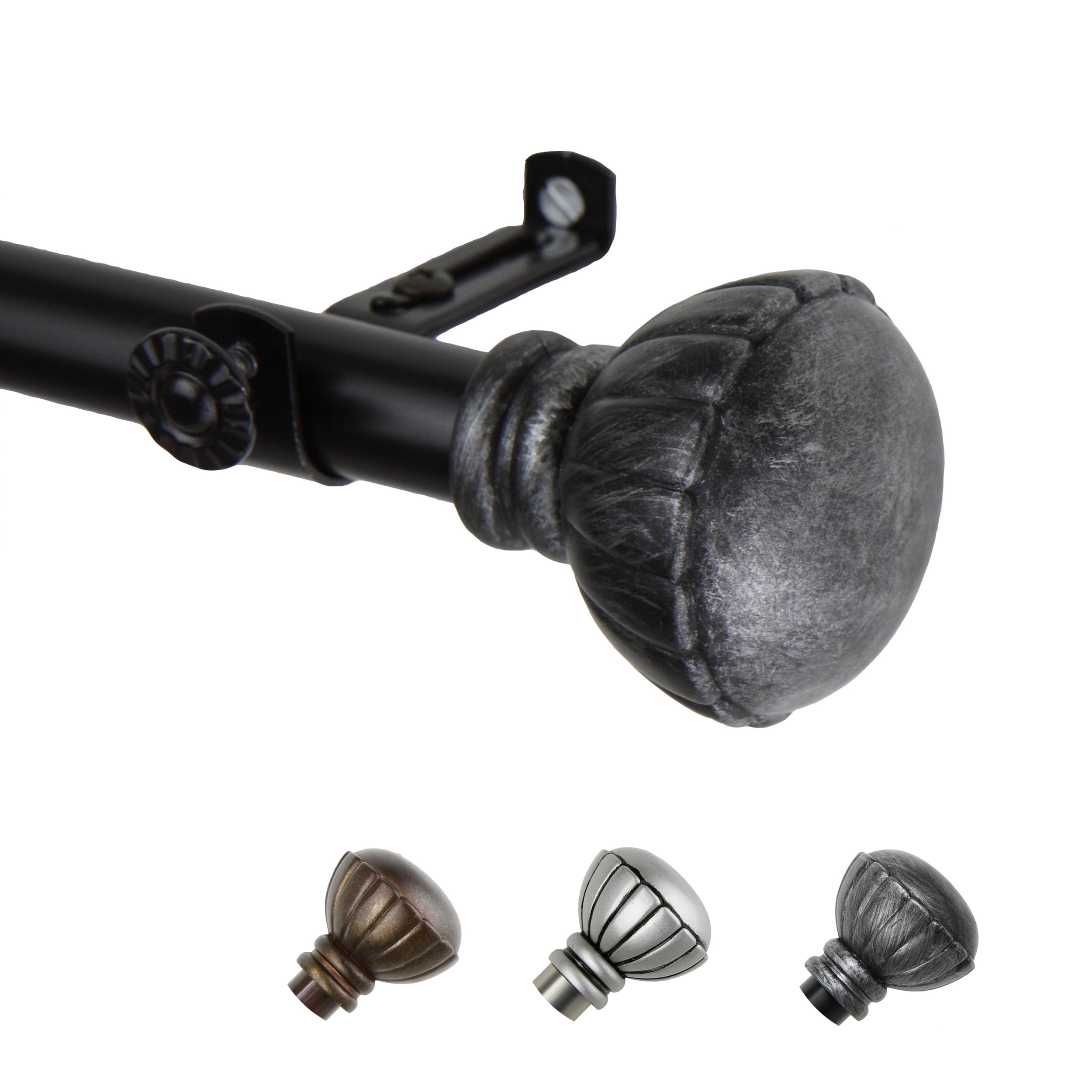 13/16" Dia Adjustable 120-170" Bria Curtain Rod in Black