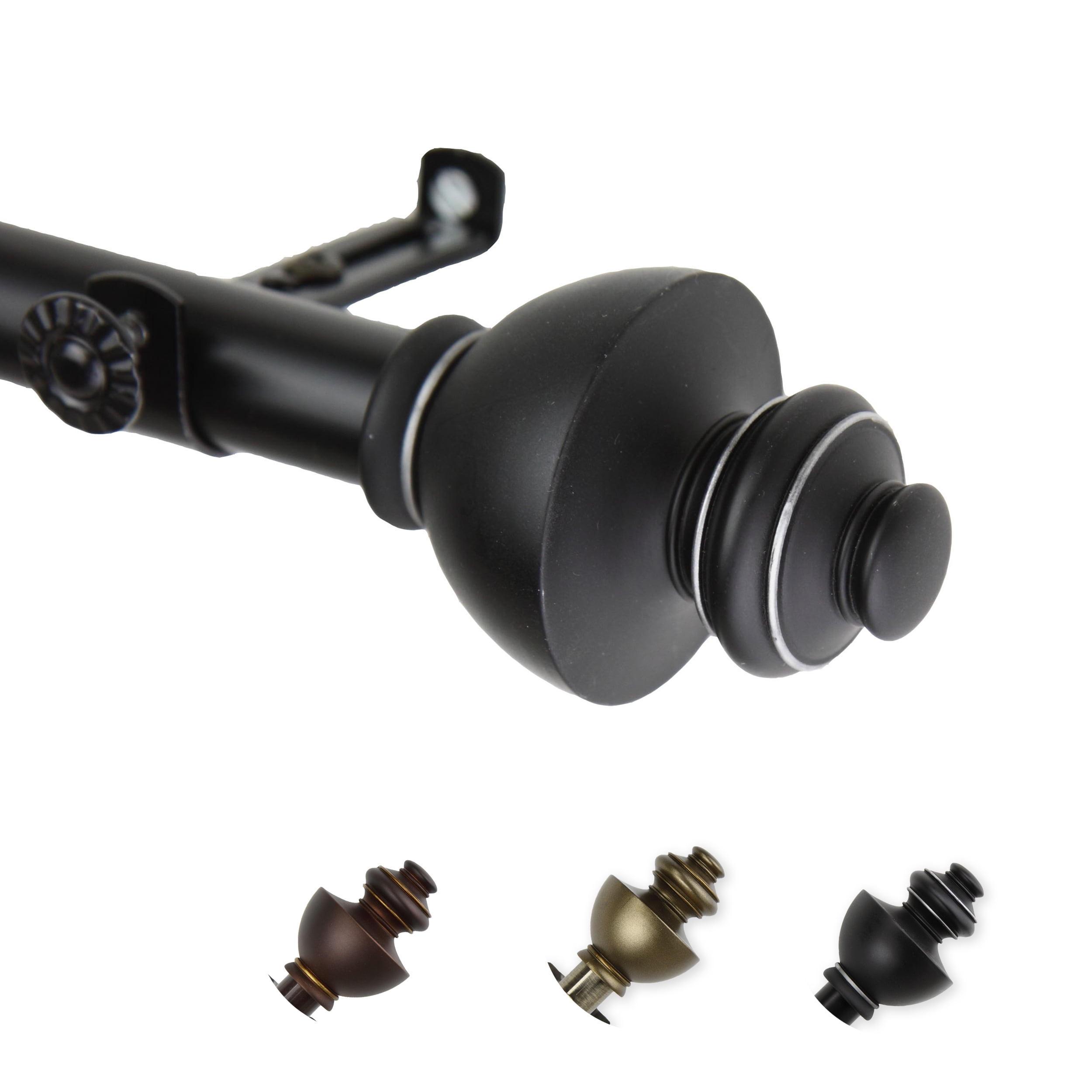 13/16" Dia Adjustable 120-170" Paola Curtain Rod in Black