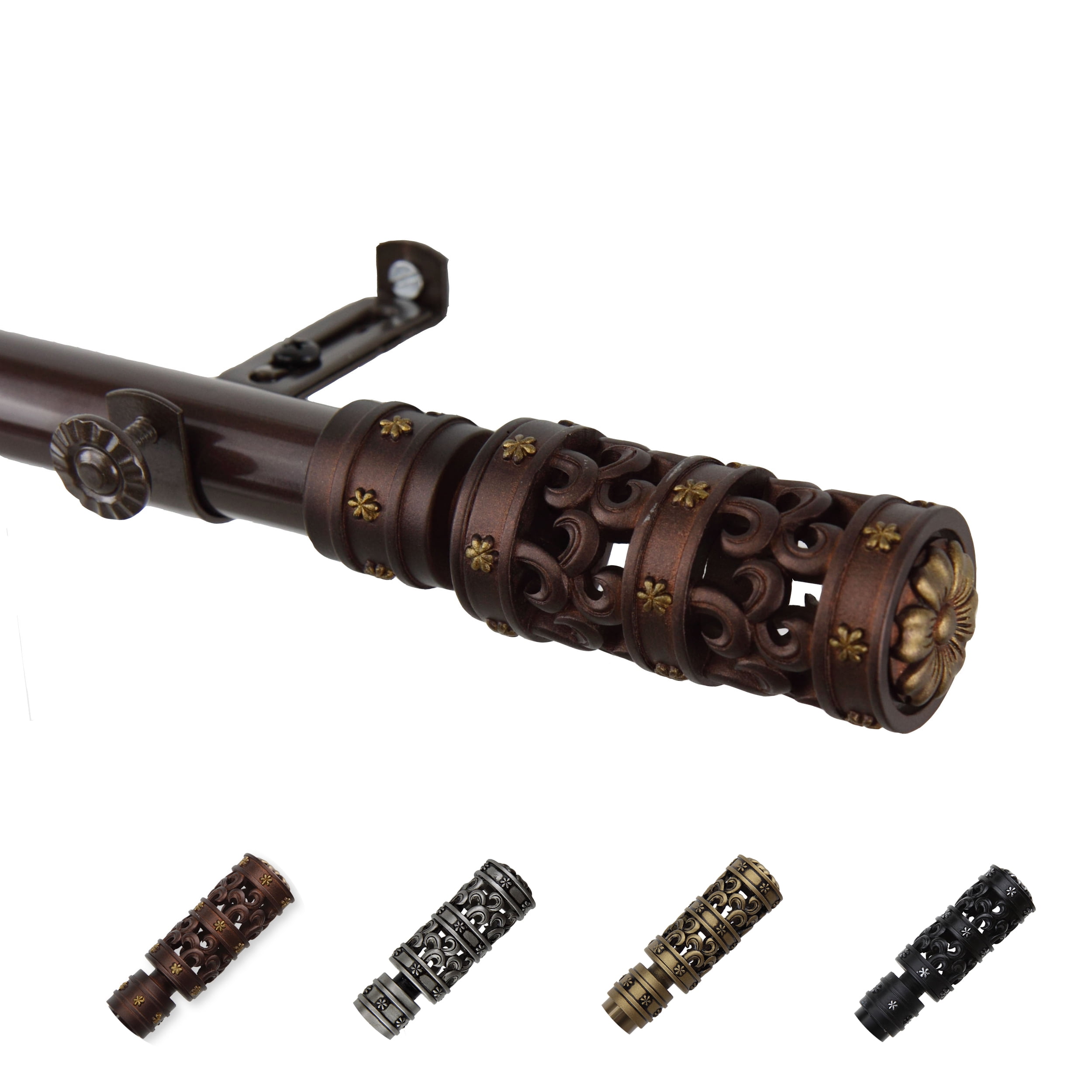 13/16" Dia Adjustable 120-170" Rocco Curtain Rod in Cocoa