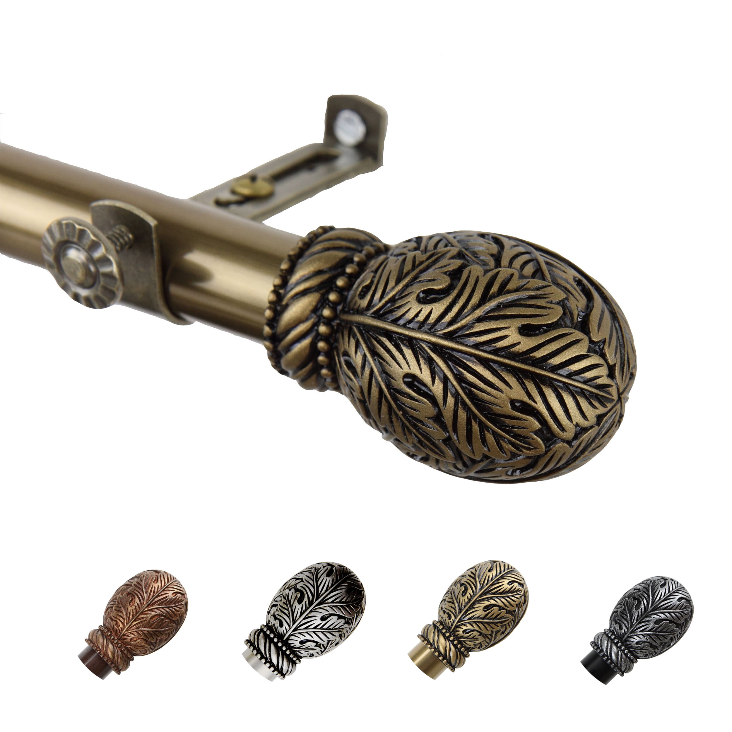 13/16" Dia Adjustable 120-170" Santino Curtain Rod in Antique Brass