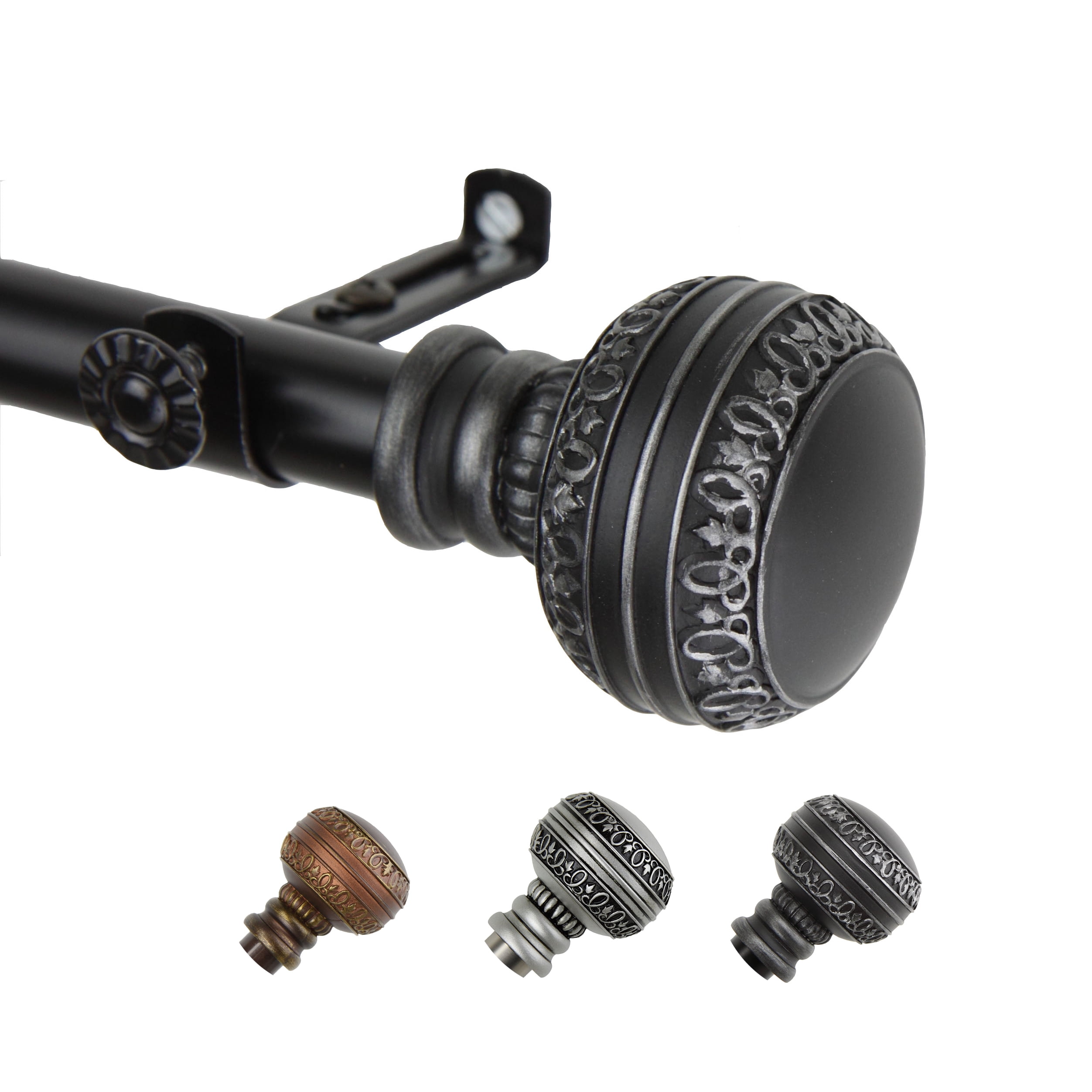13/16" Dia Adjustable 120-170" Siena Curtain Rod in Black