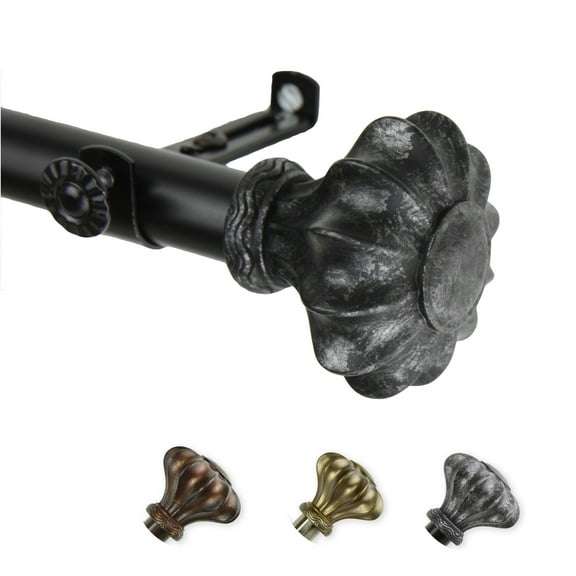 13/16" Dia Adjustable 28-48" Adelina Curtain Rod in Black