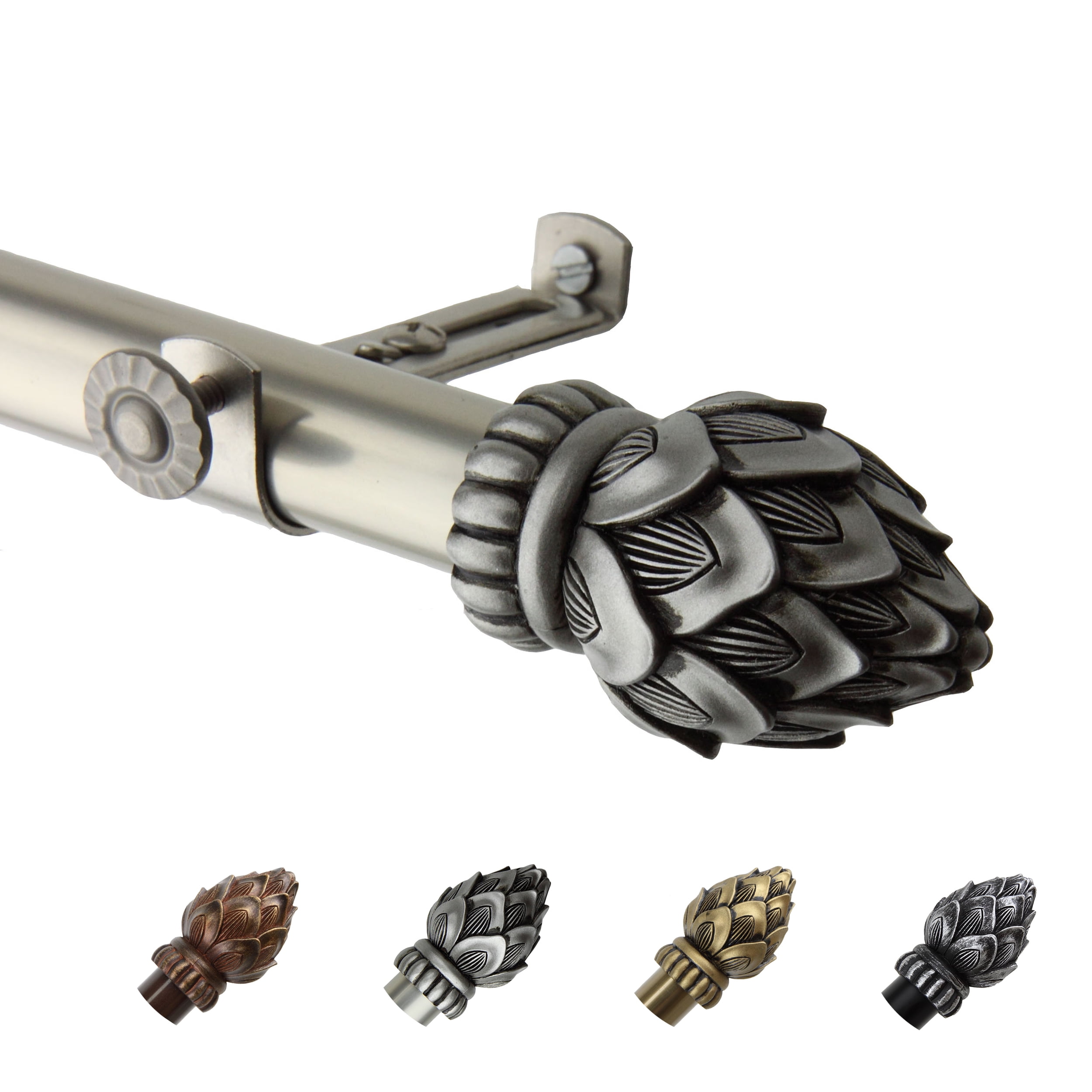 13/16" Dia Adjustable 28-48" Alonzo Curtain Rod in Satin Nickel