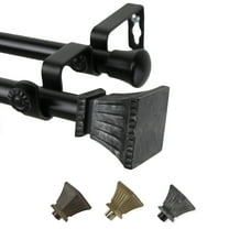 13/16" Dia Adjustable 28-48" Amara Double Curtain Rod in Black