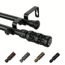 13/16" Dia Adjustable 28-48" Rocco Double Curtain Rod in Black