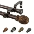 thumbnail image 1 of 13/16" Dia Adjustable 28-48" Santino Double Curtain Rod in Cocoa, 1 of 1