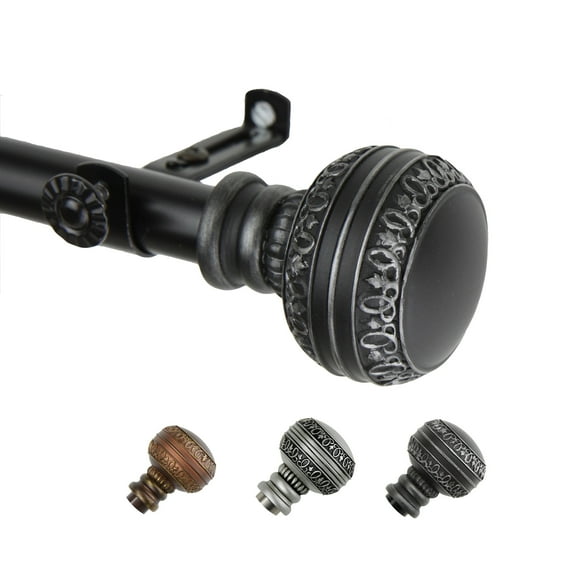 13/16" Dia Adjustable 28-48" Siena Curtain Rod in Black