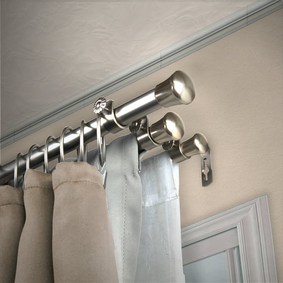 13/16" Dia Adjustable 28-48" Triple Curtain Rod - Satin Nickel