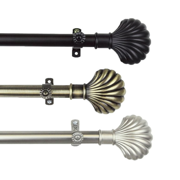 13/16" Dia Adjustable 28-48 inch Curtain Rod with Edmud Finials - Black,(4823-282)