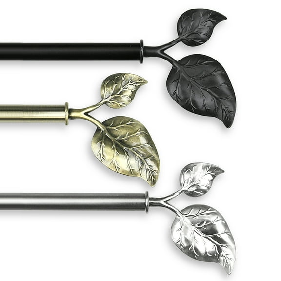 13/16" Dia Adjustable 28-48 inch Curtain Rod with Parnika Finials - Black,(4833-282)