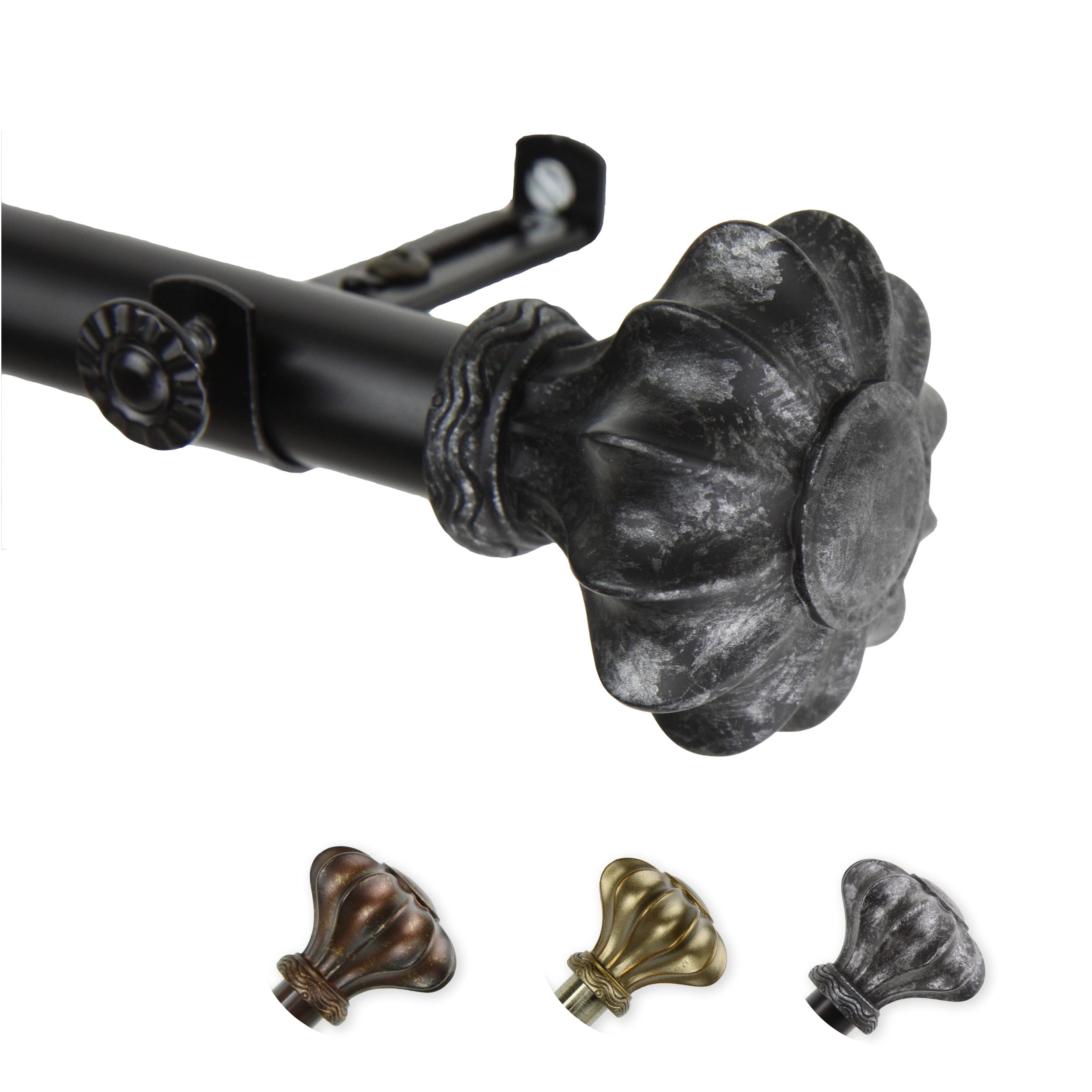 13/16" Dia Adjustable 48-84" Adelina Curtain Rod in Black