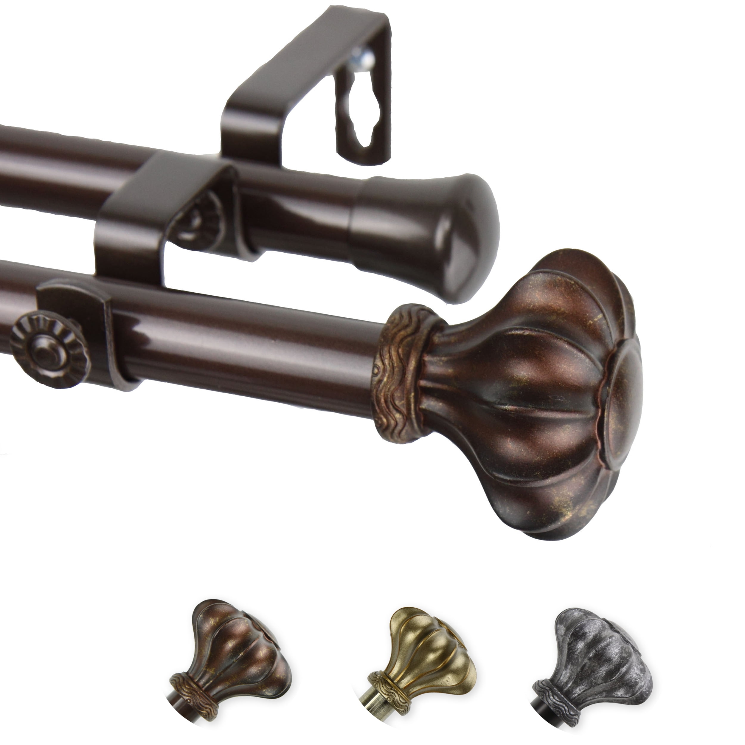 13/16" Dia Adjustable 48-84" Adelina Double Curtain Rod in Cocoa