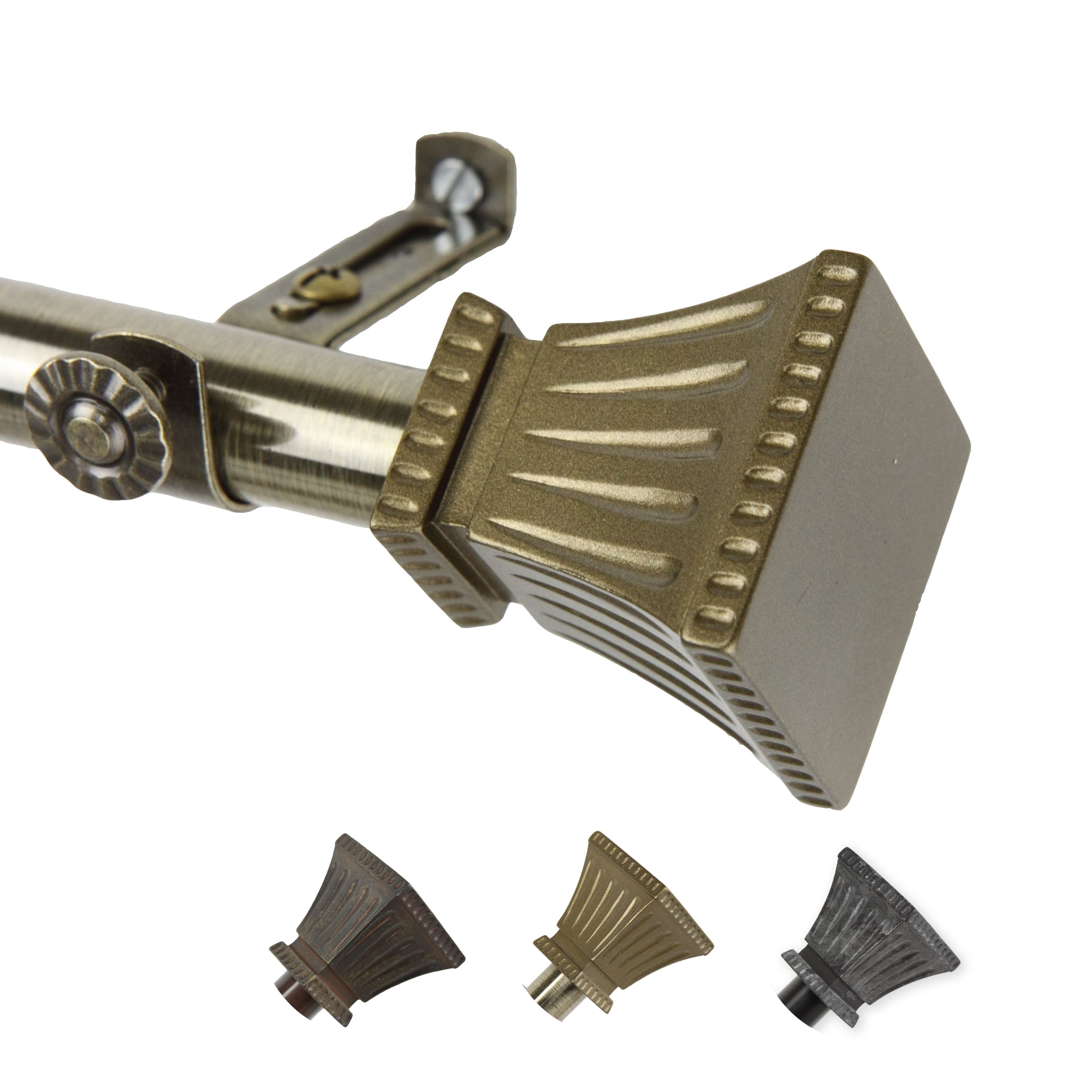 13/16" Dia Adjustable 48-84" Amara Curtain Rod in Antique Brass