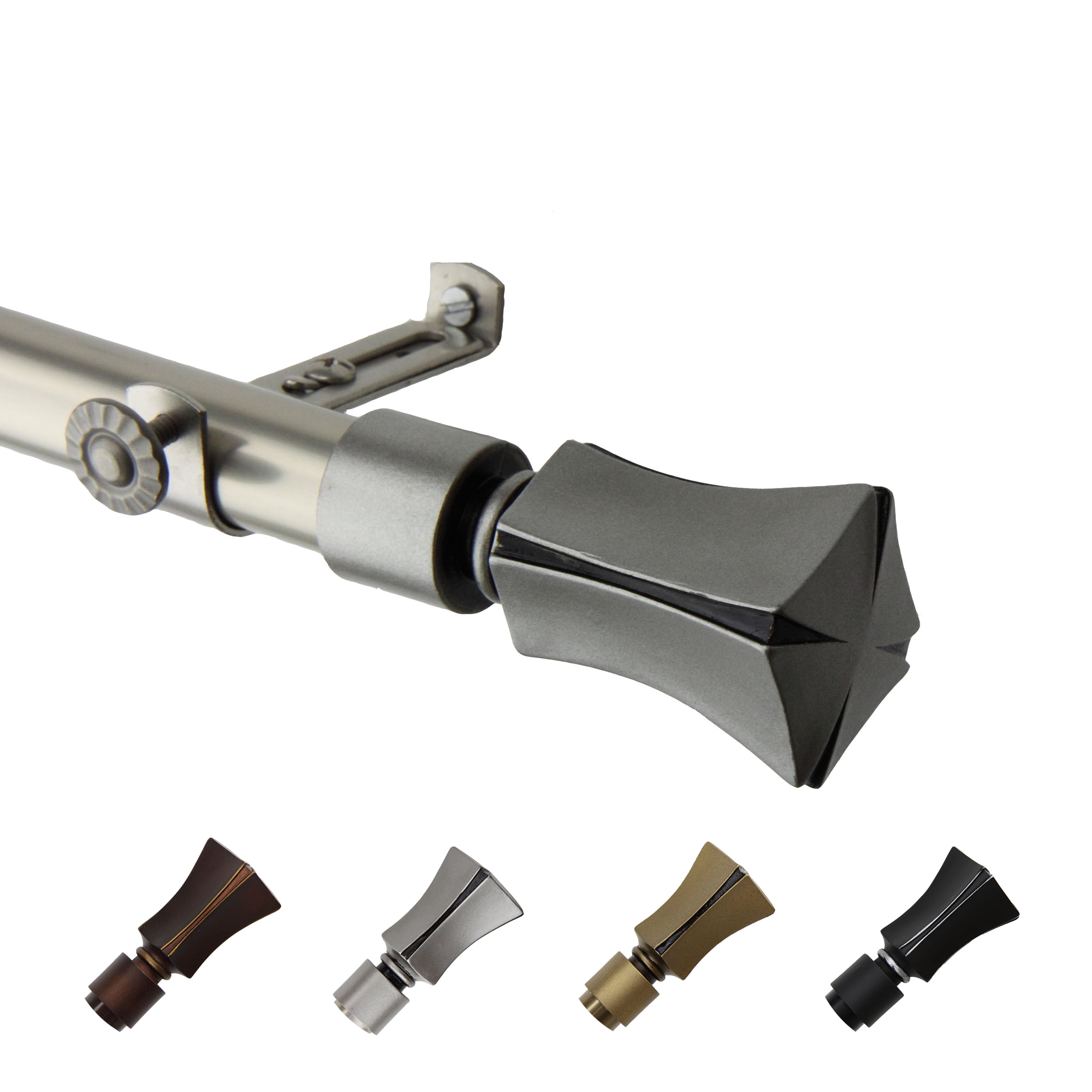 13/16" Dia Adjustable 48-84" Leandro Curtain Rod in Satin Nickel