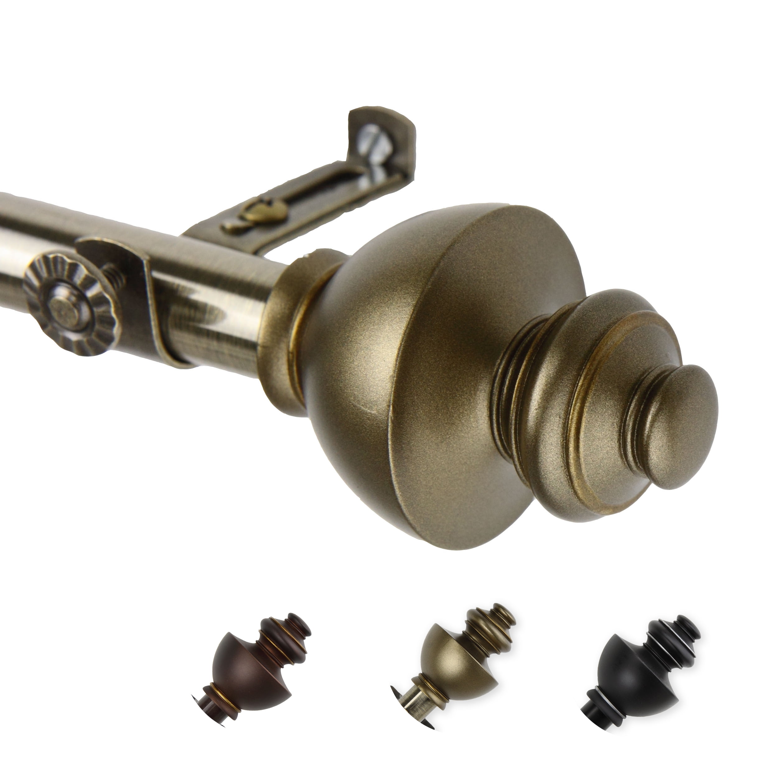 13/16" Dia Adjustable 48-84" Paola Curtain Rod in Antique Brass