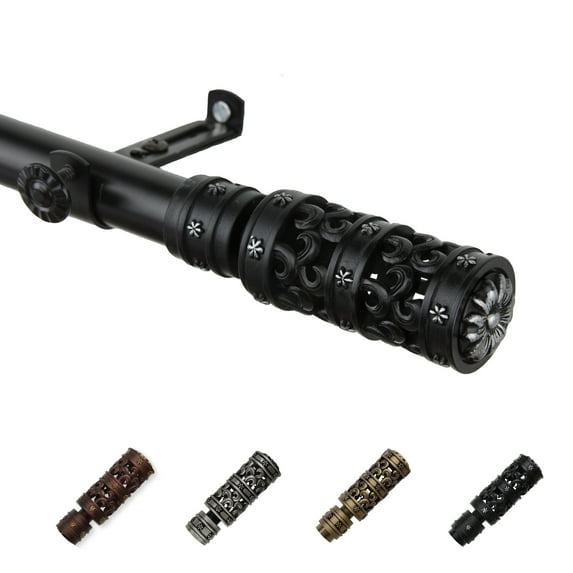13/16" Dia Adjustable 48-84" Rocco Curtain Rod in Black