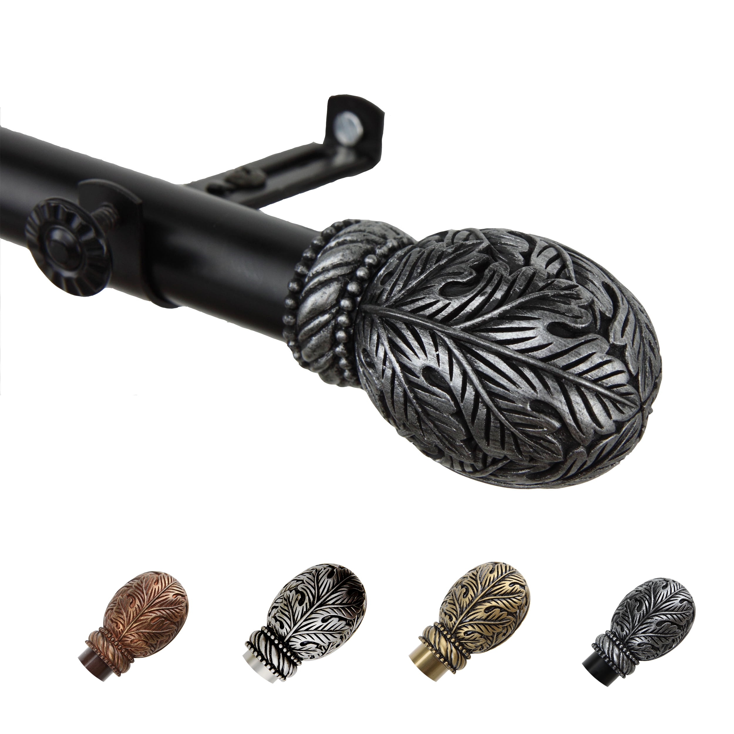 13/16" Dia Adjustable 48-84" Santino Curtain Rod in Black