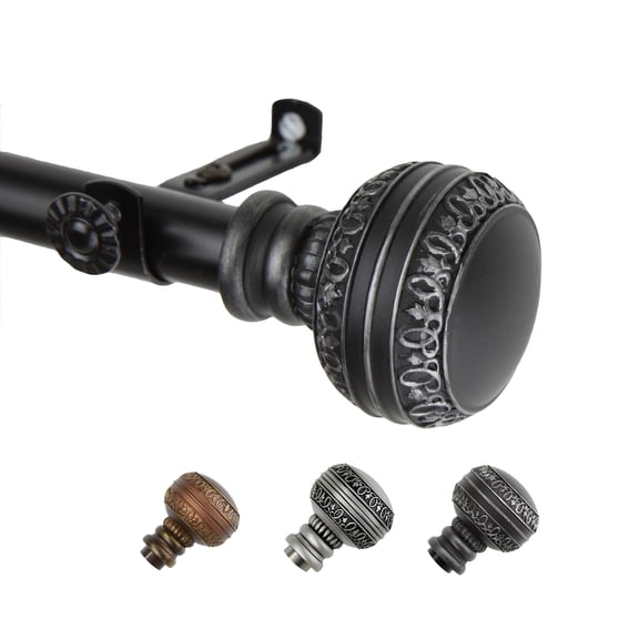 13/16" Dia Adjustable 48-84" Siena Curtain Rod in Black