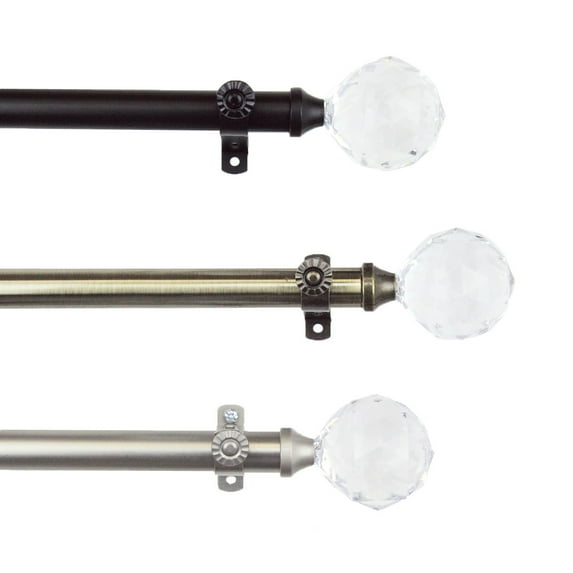 13/16" Dia Adjustable 48-84 inch Curtain Rod with Jeshan Finials - Satin Nickel,(4857-485)