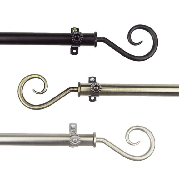 13/16" Dia Adjustable 48-84 inch Curtain Rod with Julius Finials - Antique Brass,(4820-484)