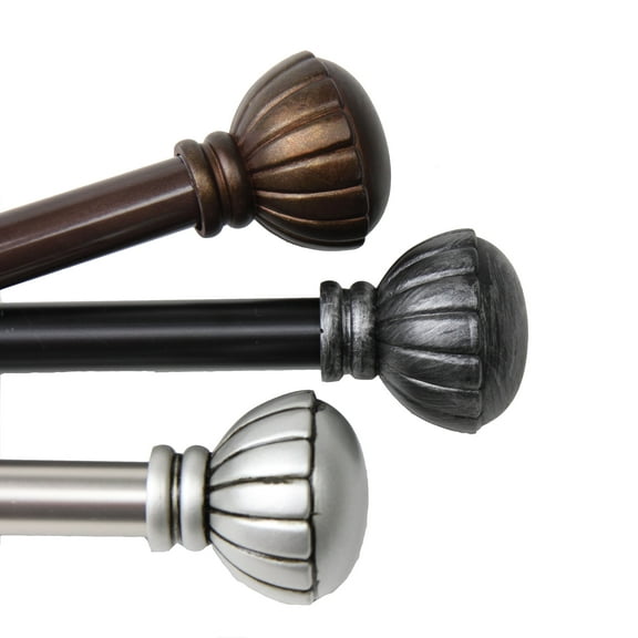 13/16" Dia Adjustable 48-84 inch Curtain Rod with Werner Finials - Cocoa,(4805-487)