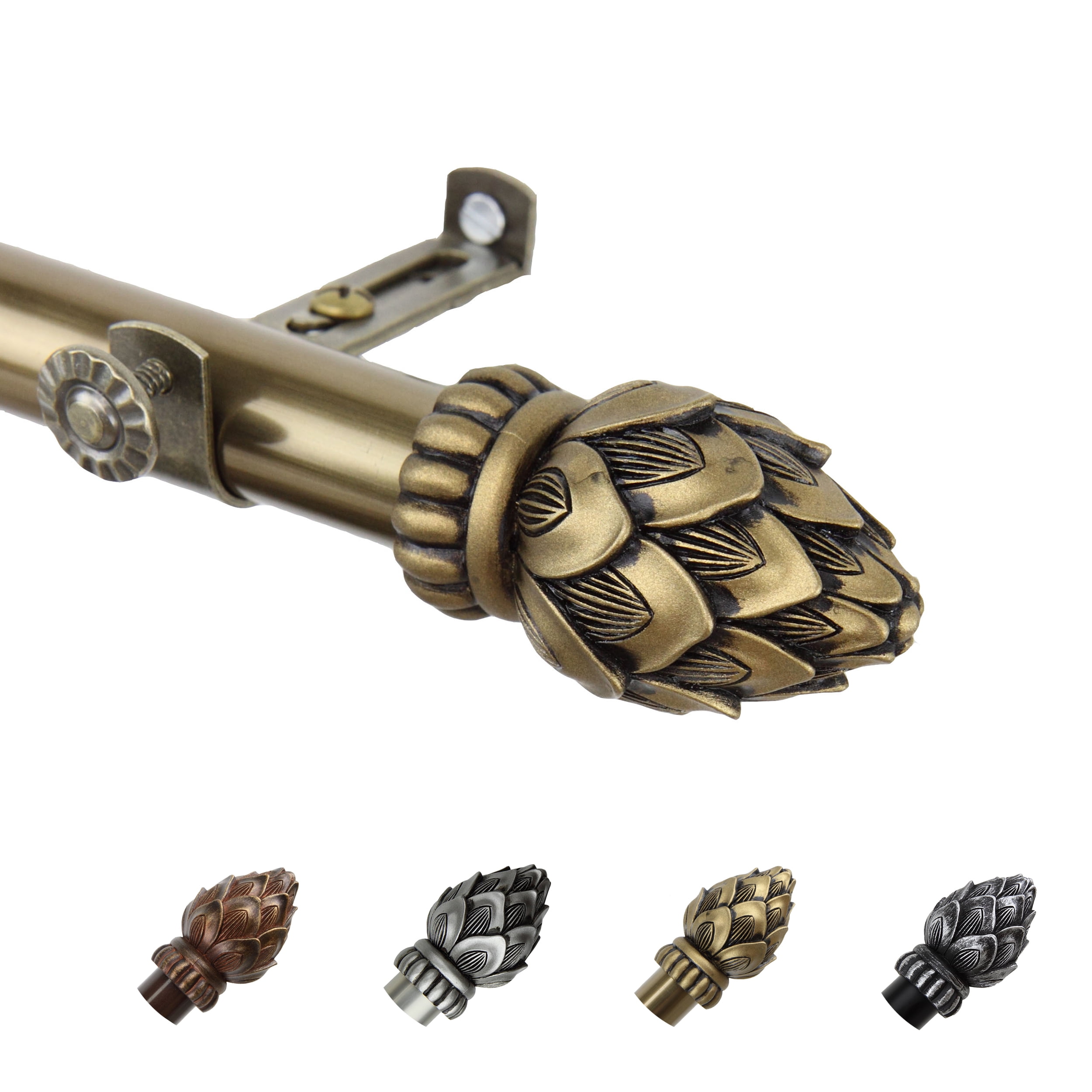 13/16" Dia Adjustable 66-120" Alonzo Curtain Rod in Antique Brass