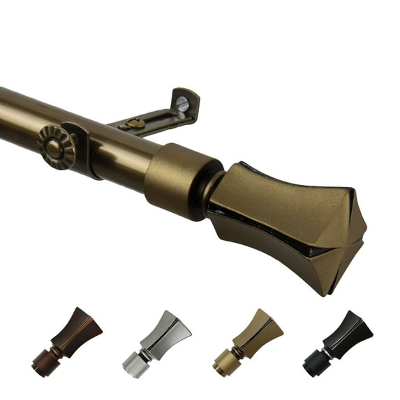 13/16" Dia Adjustable 66-120" Leandro Curtain Rod in Antique Brass
