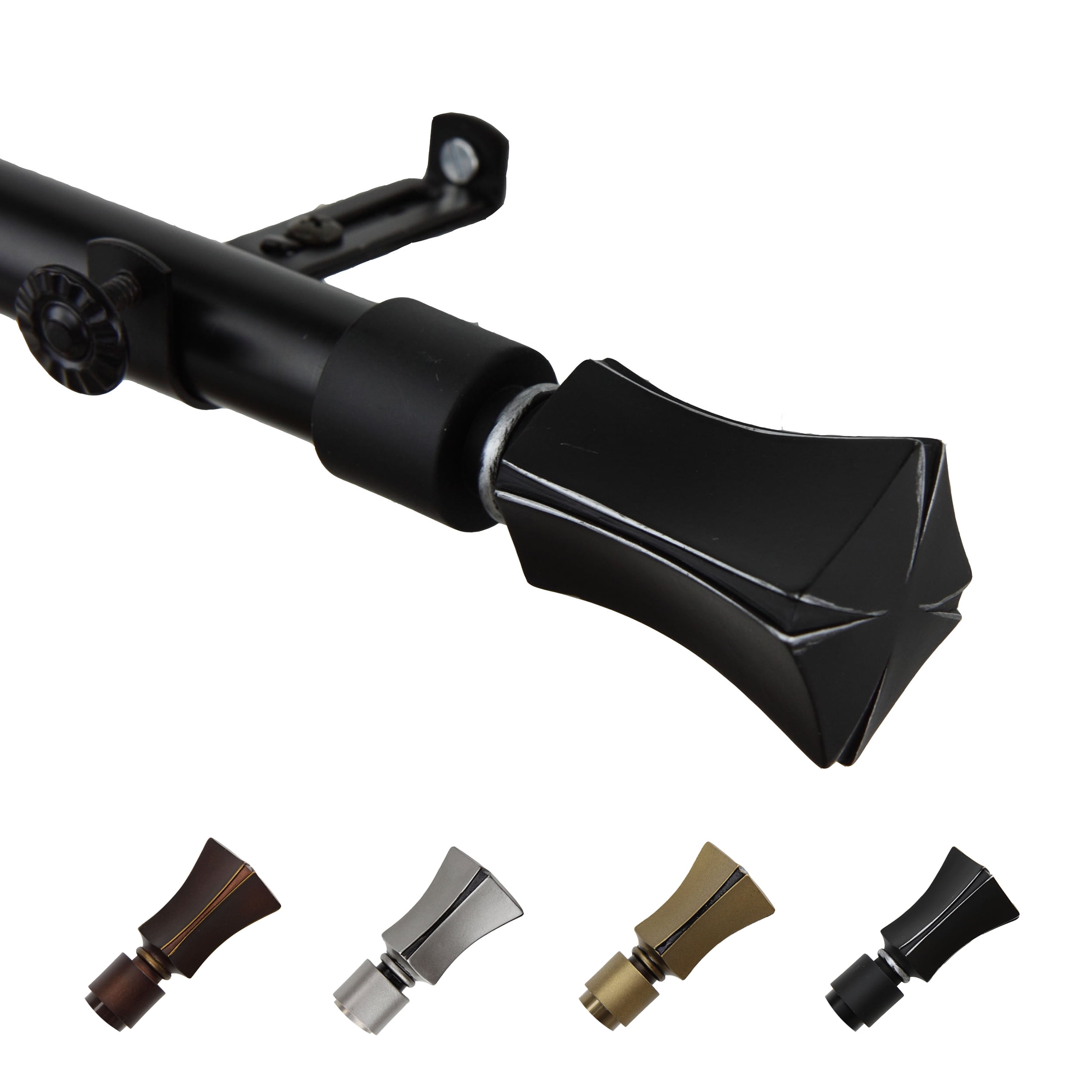 13/16" Dia Adjustable 66-120" Leandro Curtain Rod in Black