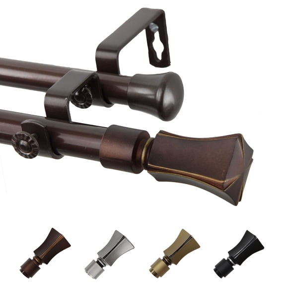 13/16" Dia Adjustable 66-120" Leandro Double Curtain Rod in Cocoa