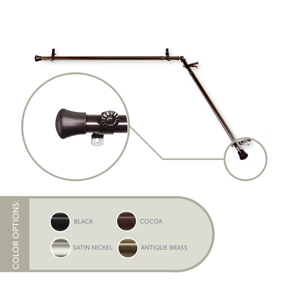 13/16" Single Corner Curtain Rod 28"-48" each side - Cocoa
